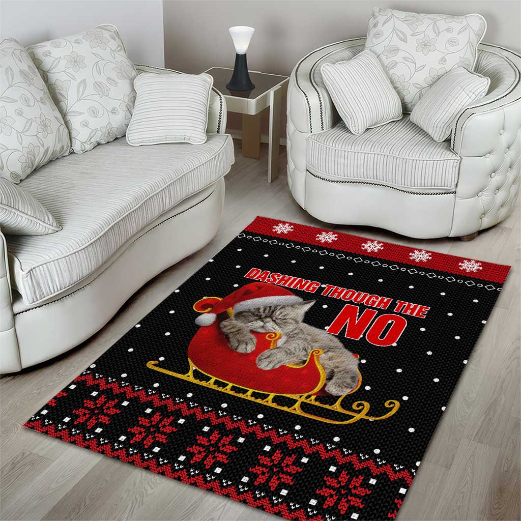 Cat Dashing Through The No Christmas Area Rug Xmas Holiday Patterns - Wonder Print Shop
