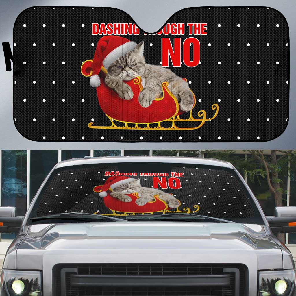 Cat Dashing Through The No Christmas Auto Sun Shade Xmas Holiday Patterns - Wonder Print Shop