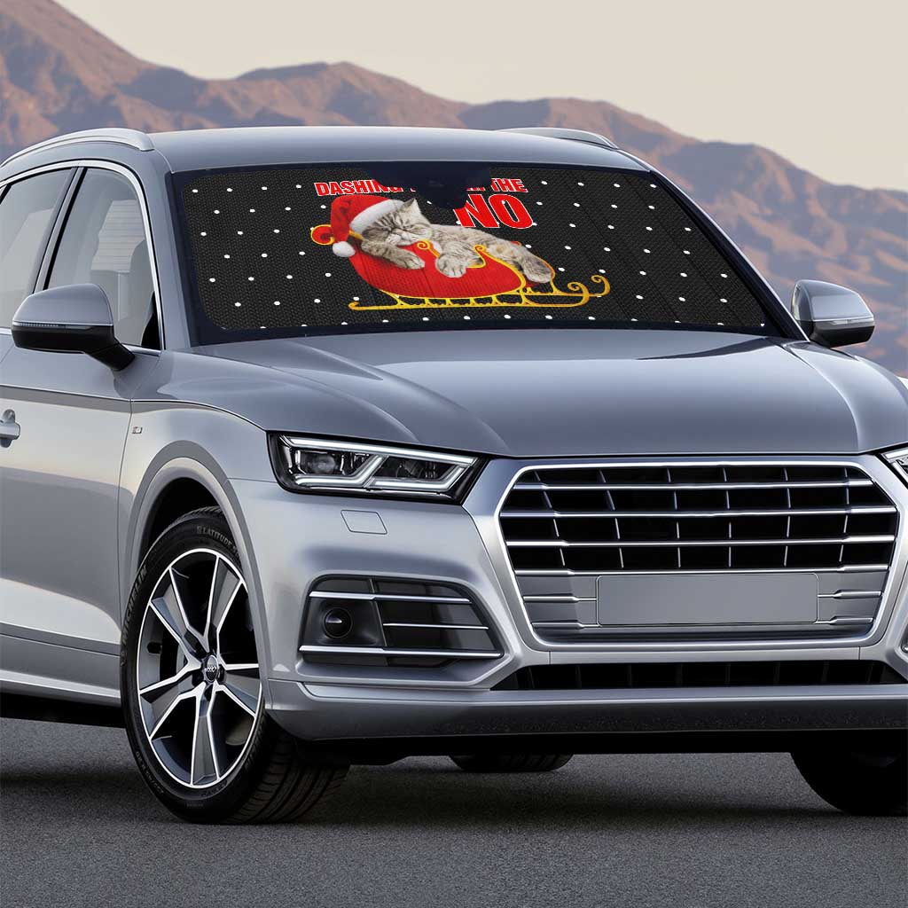 Cat Dashing Through The No Christmas Auto Sun Shade Xmas Holiday Patterns - Wonder Print Shop