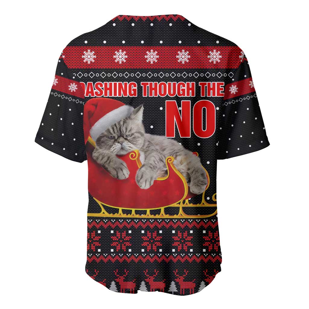 Cat Dashing Through The No Christmas Baseball Jersey Xmas Holiday Patterns - Wonder Print Shop