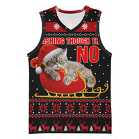 Cat Dashing Through The No Christmas Basketball Jersey Xmas Holiday Patterns - Wonder Print Shop