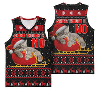 Cat Dashing Through The No Christmas Basketball Jersey Xmas Holiday Patterns - Wonder Print Shop