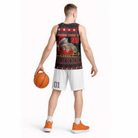 Cat Dashing Through The No Christmas Basketball Jersey Xmas Holiday Patterns - Wonder Print Shop