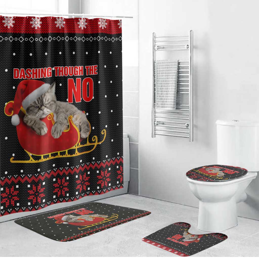 Cat Dashing Through The No Christmas Bathroom Set Xmas Holiday Patterns - Wonder Print Shop