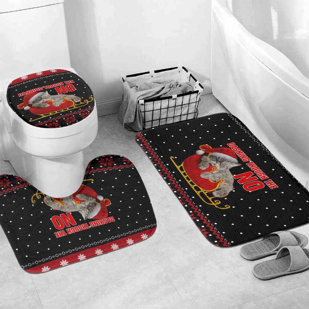 Cat Dashing Through The No Christmas Bathroom Set Xmas Holiday Patterns - Wonder Print Shop