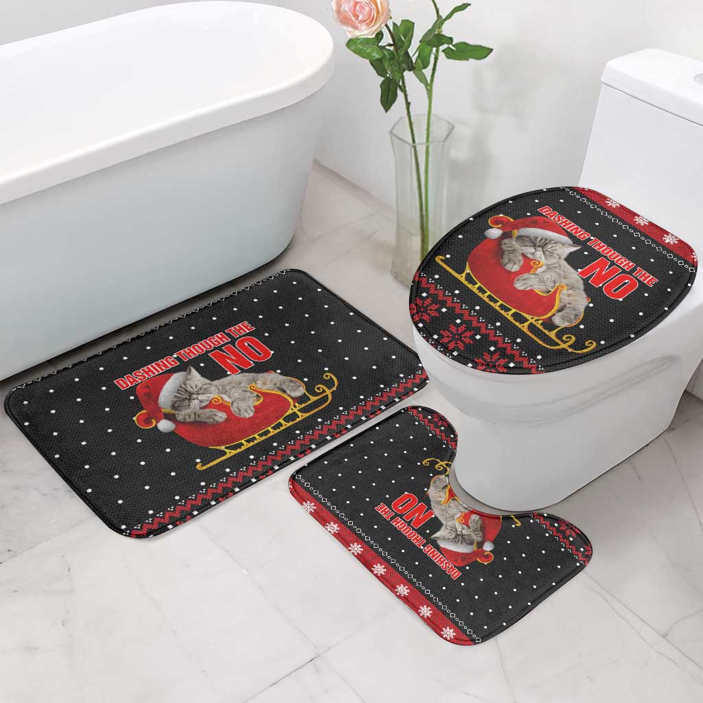Cat Dashing Through The No Christmas Bathroom Set Xmas Holiday Patterns - Wonder Print Shop