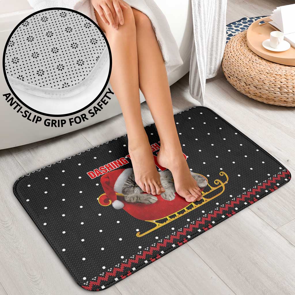 Cat Dashing Through The No Christmas Bathroom Set Xmas Holiday Patterns - Wonder Print Shop