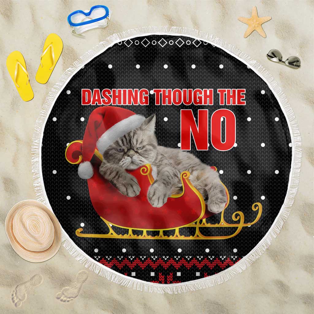 Cat Dashing Through The No Christmas Beach Blanket Xmas Holiday Patterns - Wonder Print Shop