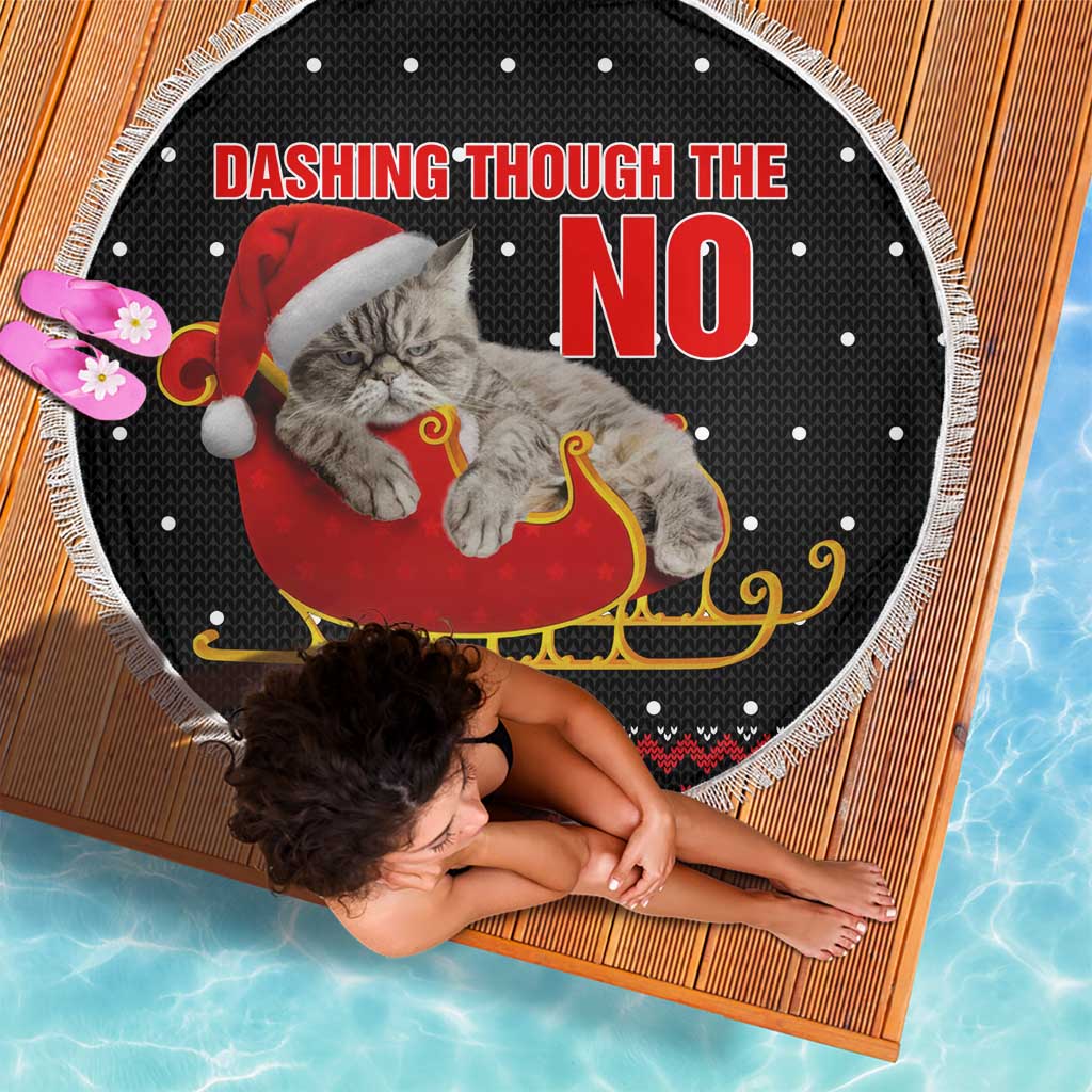 Cat Dashing Through The No Christmas Beach Blanket Xmas Holiday Patterns - Wonder Print Shop