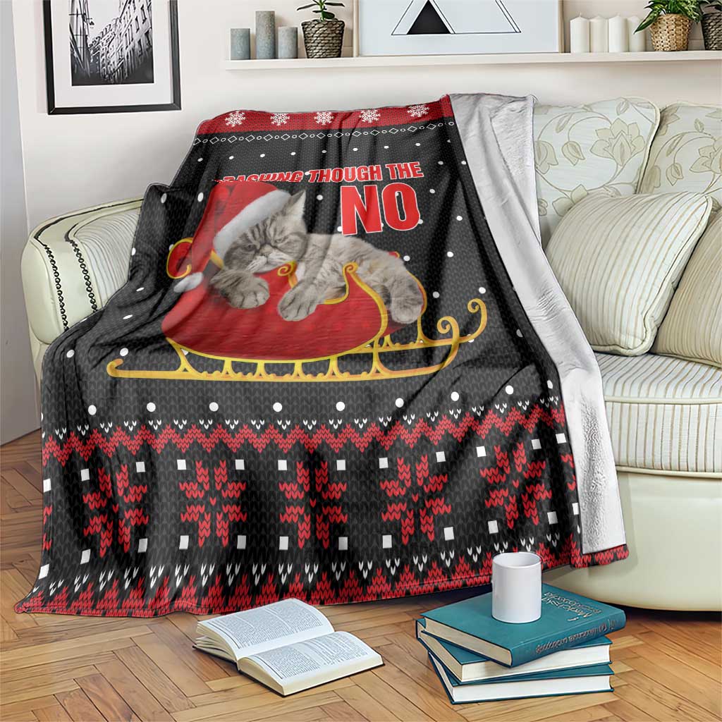 Cat Dashing Through The No Christmas Blanket Xmas Holiday Patterns - Wonder Print Shop