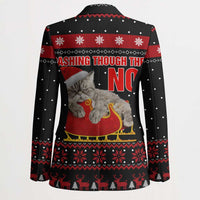 Cat Dashing Through The No Christmas Blazer Xmas Holiday Patterns - Wonder Print Shop