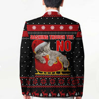 Cat Dashing Through The No Christmas Blazer Xmas Holiday Patterns - Wonder Print Shop