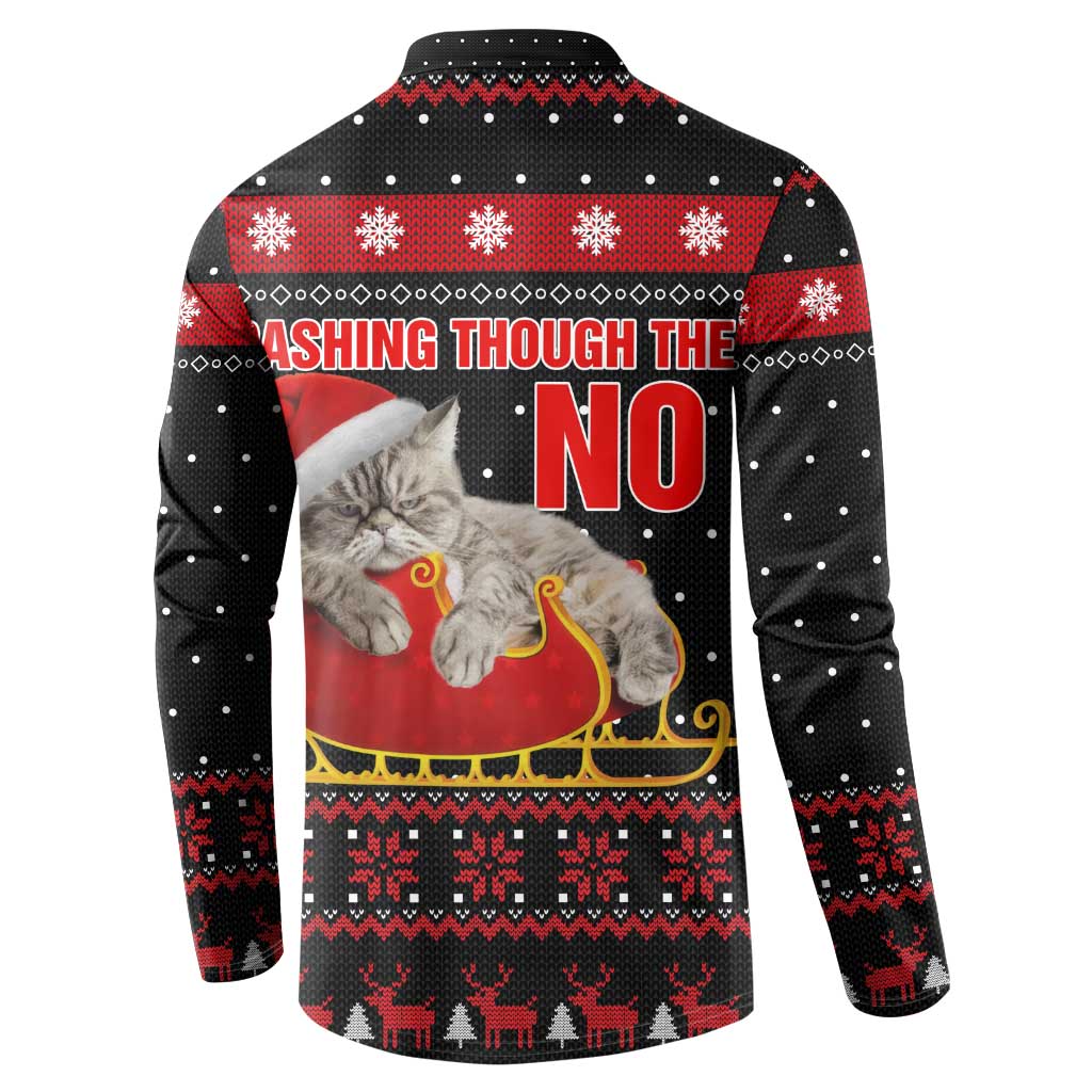 Cat Dashing Through The No Christmas Button Sweatshirt Xmas Holiday Patterns - Wonder Print Shop