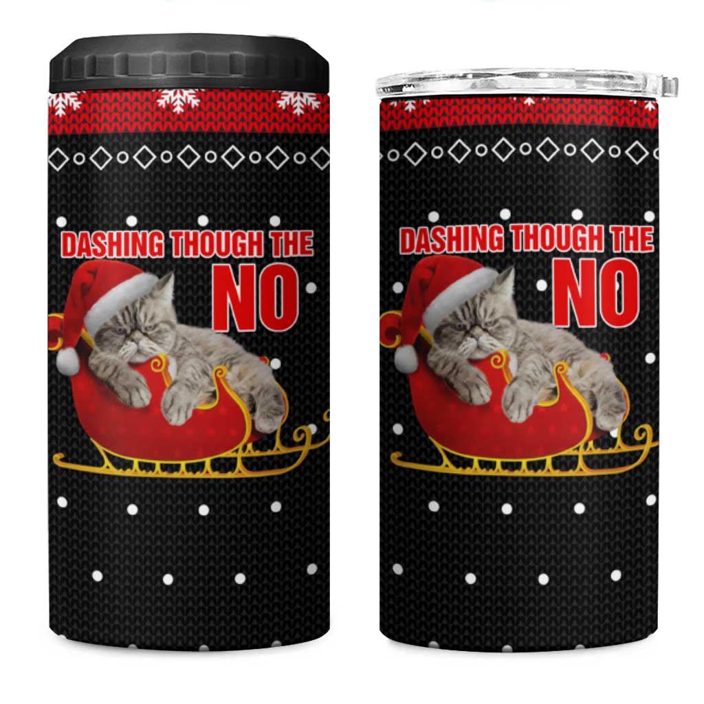 Cat Dashing Through The No Christmas 4 in 1 Can Cooler Tumbler Xmas Holiday Patterns - Wonder Print Shop