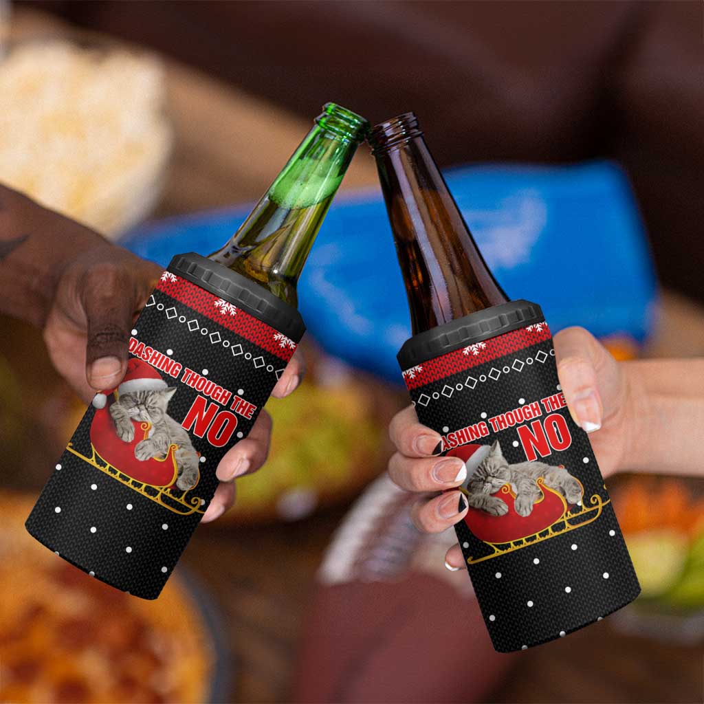 Cat Dashing Through The No Christmas 4 in 1 Can Cooler Tumbler Xmas Holiday Patterns - Wonder Print Shop