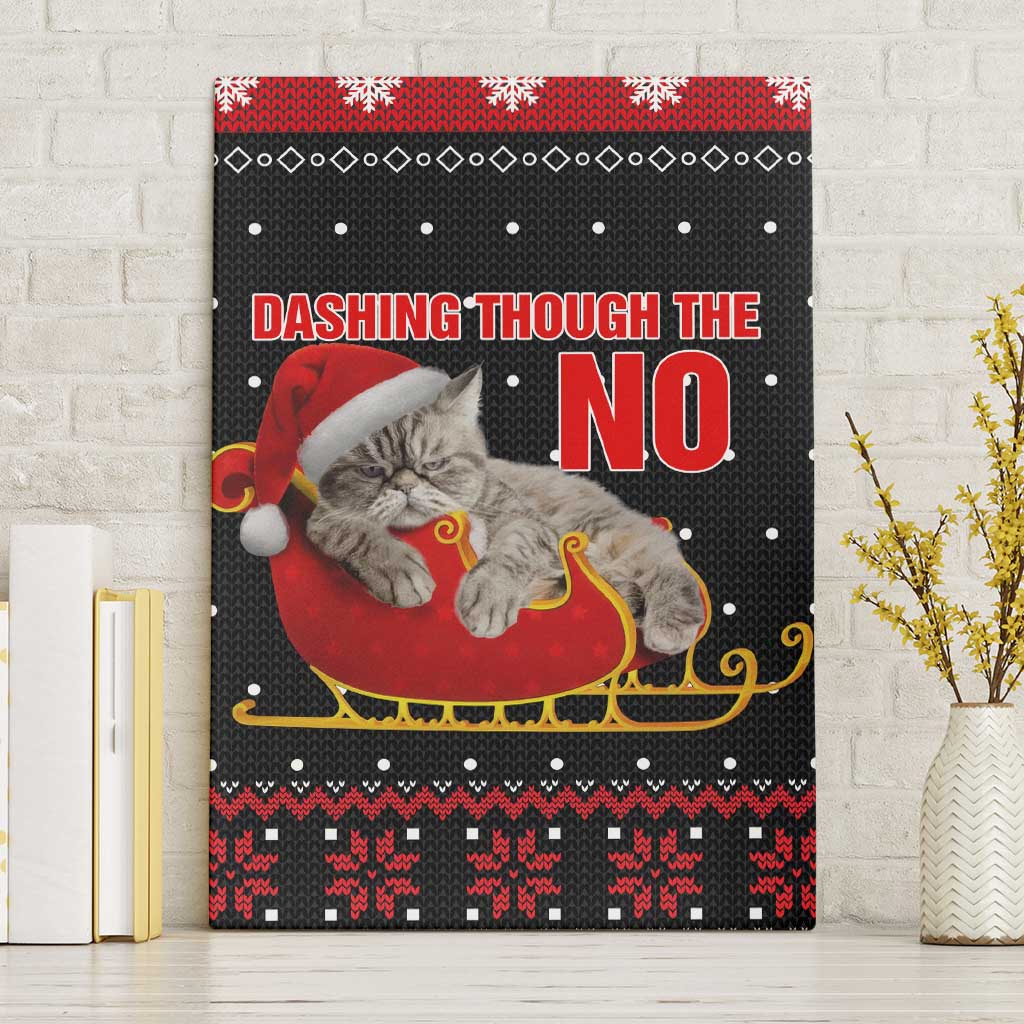 Cat Dashing Through The No Christmas Canvas Wall Art Xmas Holiday Patterns - Wonder Print Shop