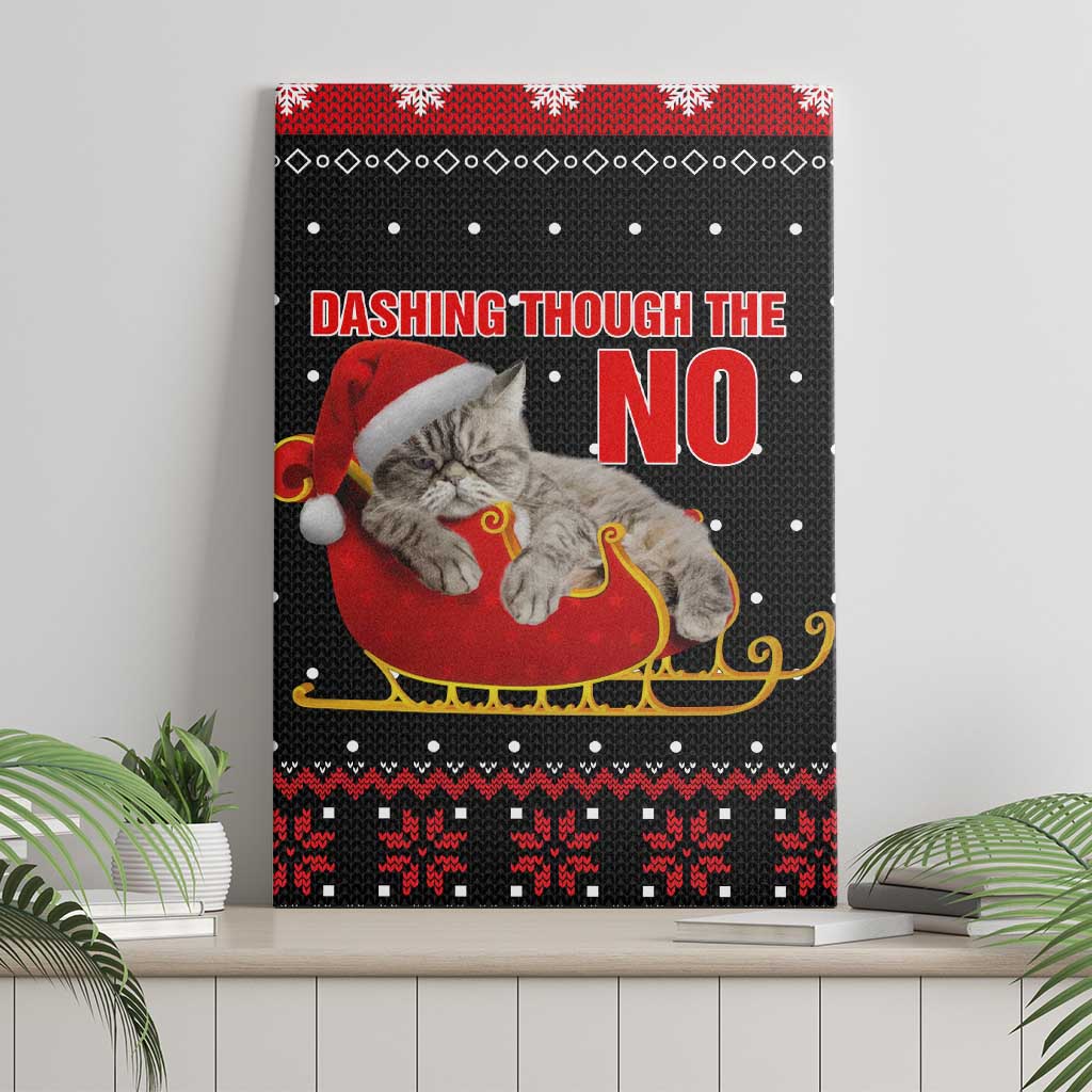 Cat Dashing Through The No Christmas Canvas Wall Art Xmas Holiday Patterns - Wonder Print Shop