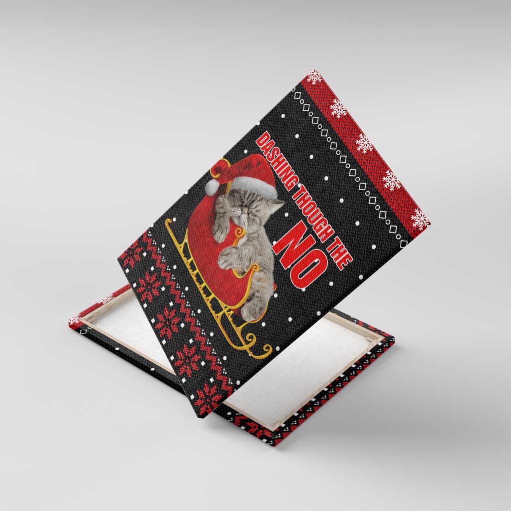 Cat Dashing Through The No Christmas Canvas Wall Art Xmas Holiday Patterns - Wonder Print Shop