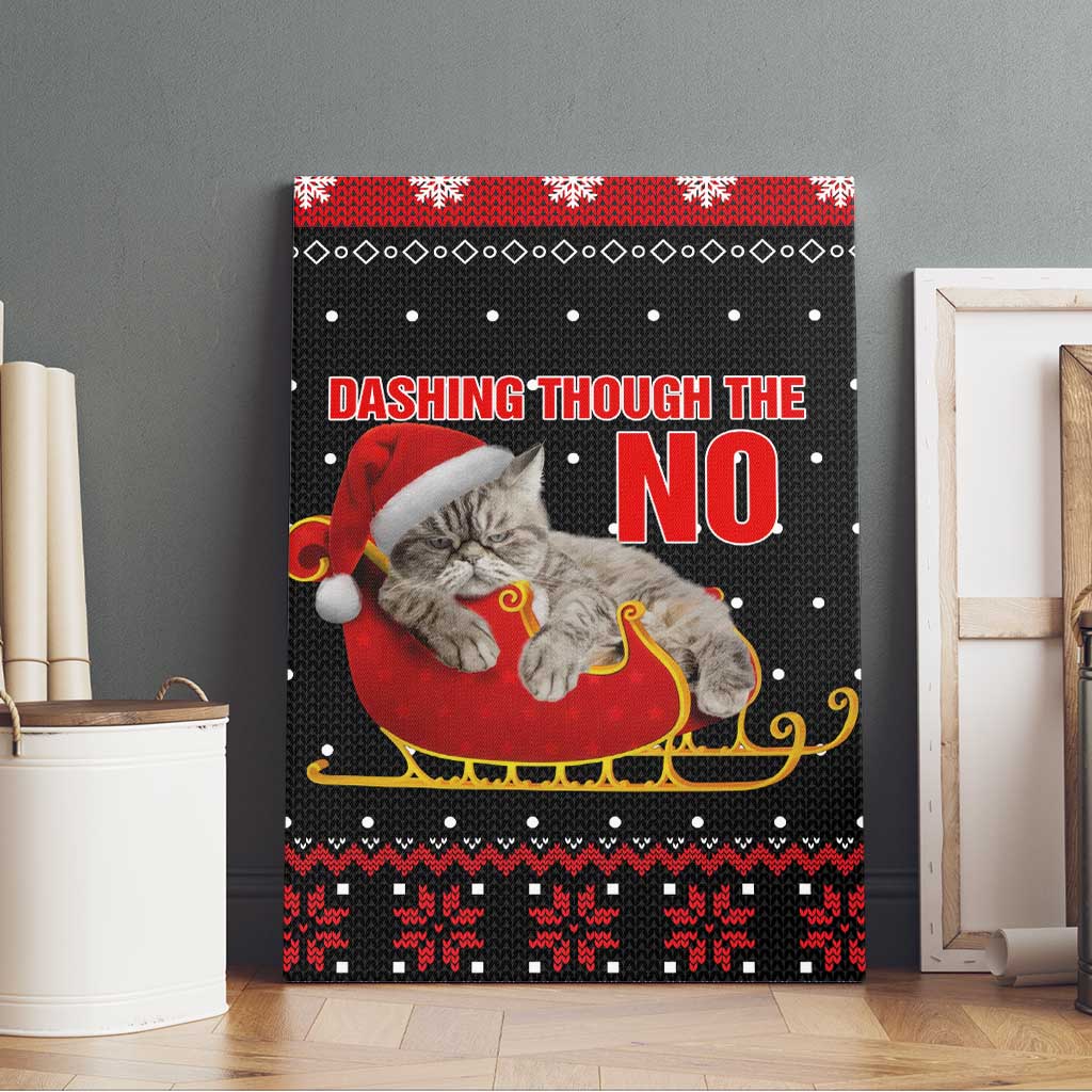 Cat Dashing Through The No Christmas Canvas Wall Art Xmas Holiday Patterns - Wonder Print Shop