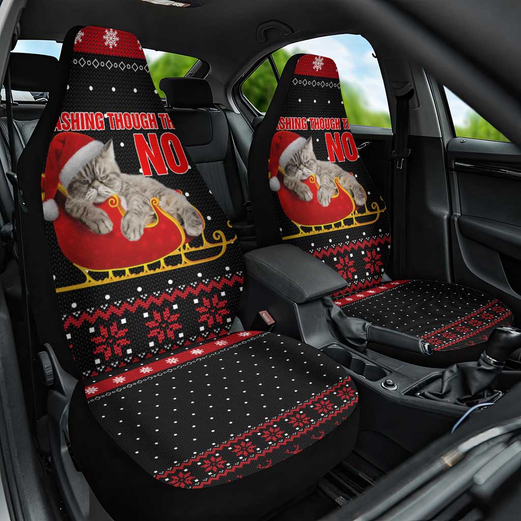 Cat Dashing Through The No Christmas Car Seat Cover Xmas Holiday Patterns - Wonder Print Shop