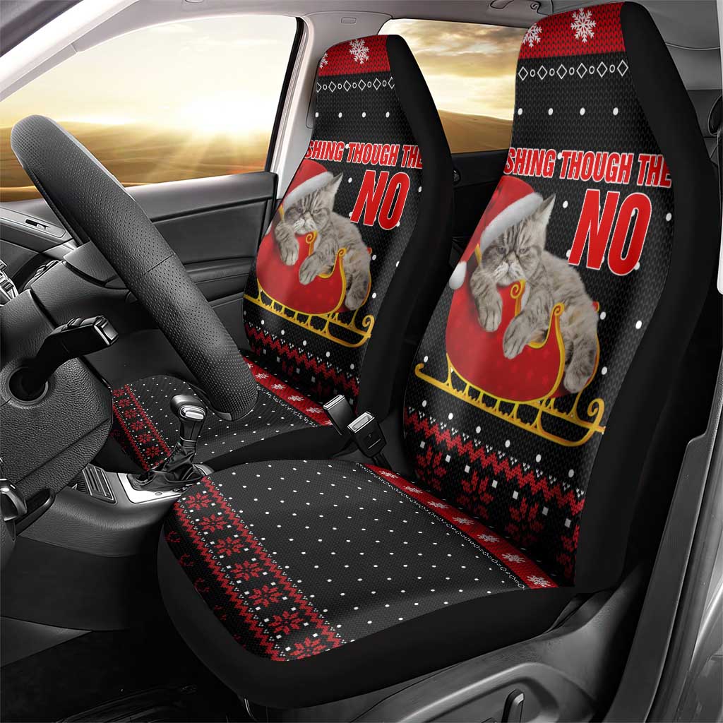 Cat Dashing Through The No Christmas Car Seat Cover Xmas Holiday Patterns - Wonder Print Shop