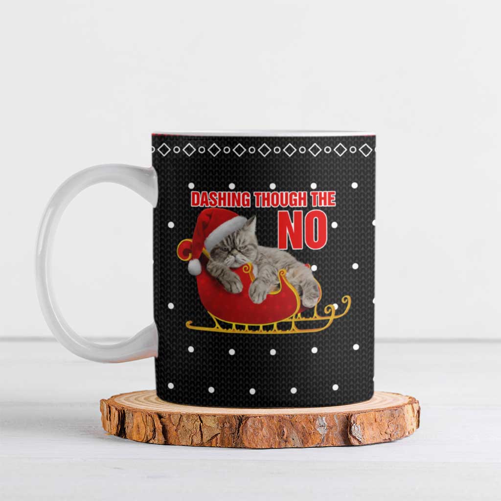 Cat Dashing Through The No Christmas Ceramic Mug Xmas Holiday Patterns - Wonder Print Shop