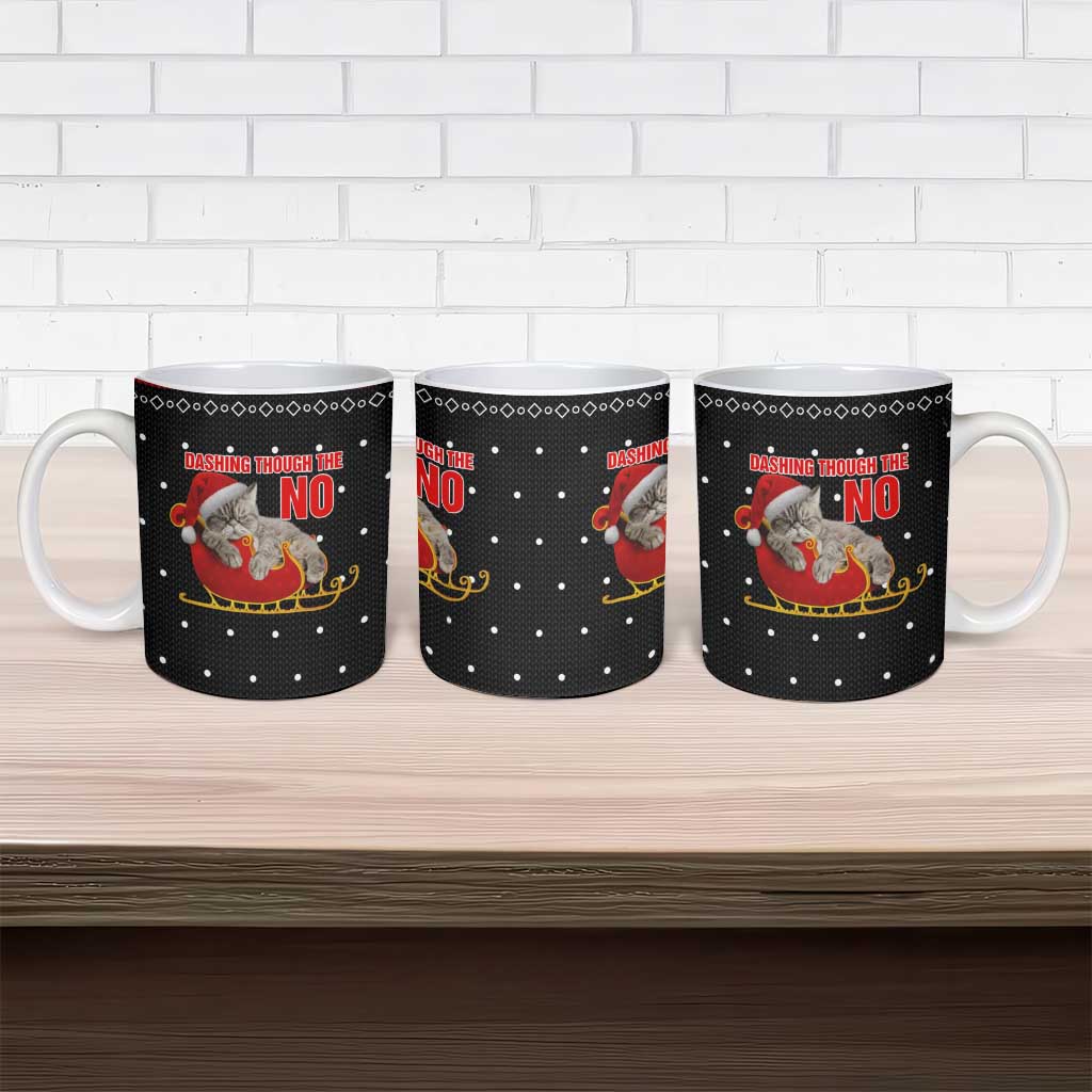 Cat Dashing Through The No Christmas Ceramic Mug Xmas Holiday Patterns - Wonder Print Shop