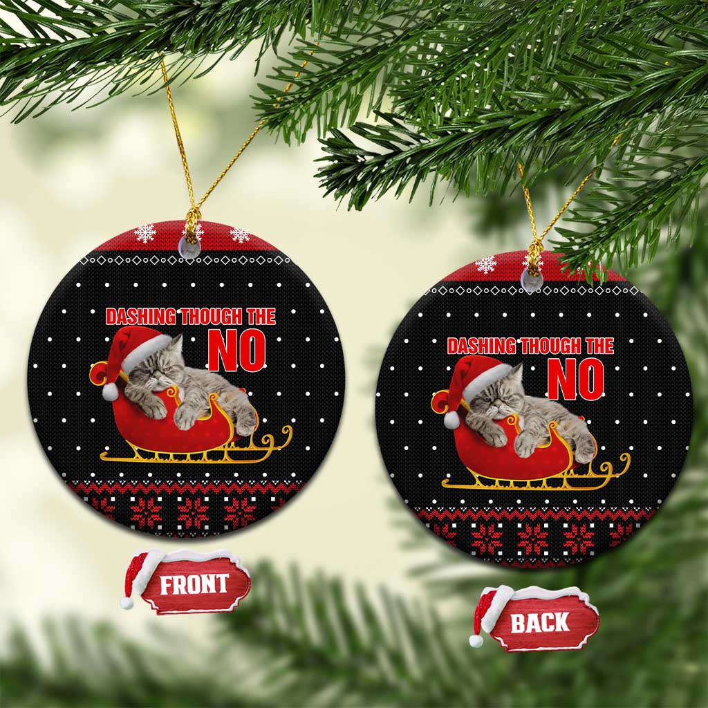Cat Dashing Through The No Christmas Ceramic Ornament Xmas Holiday Patterns - Wonder Print Shop