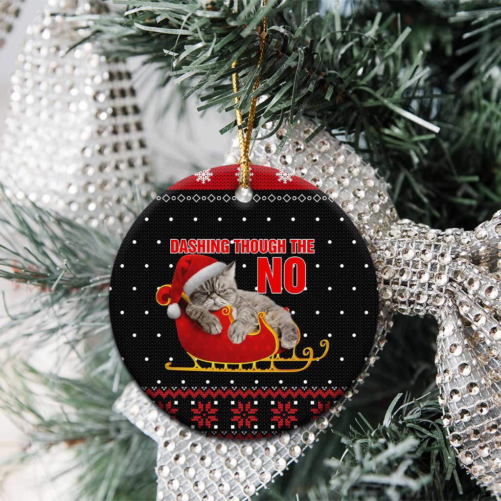 Cat Dashing Through The No Christmas Ceramic Ornament Xmas Holiday Patterns - Wonder Print Shop