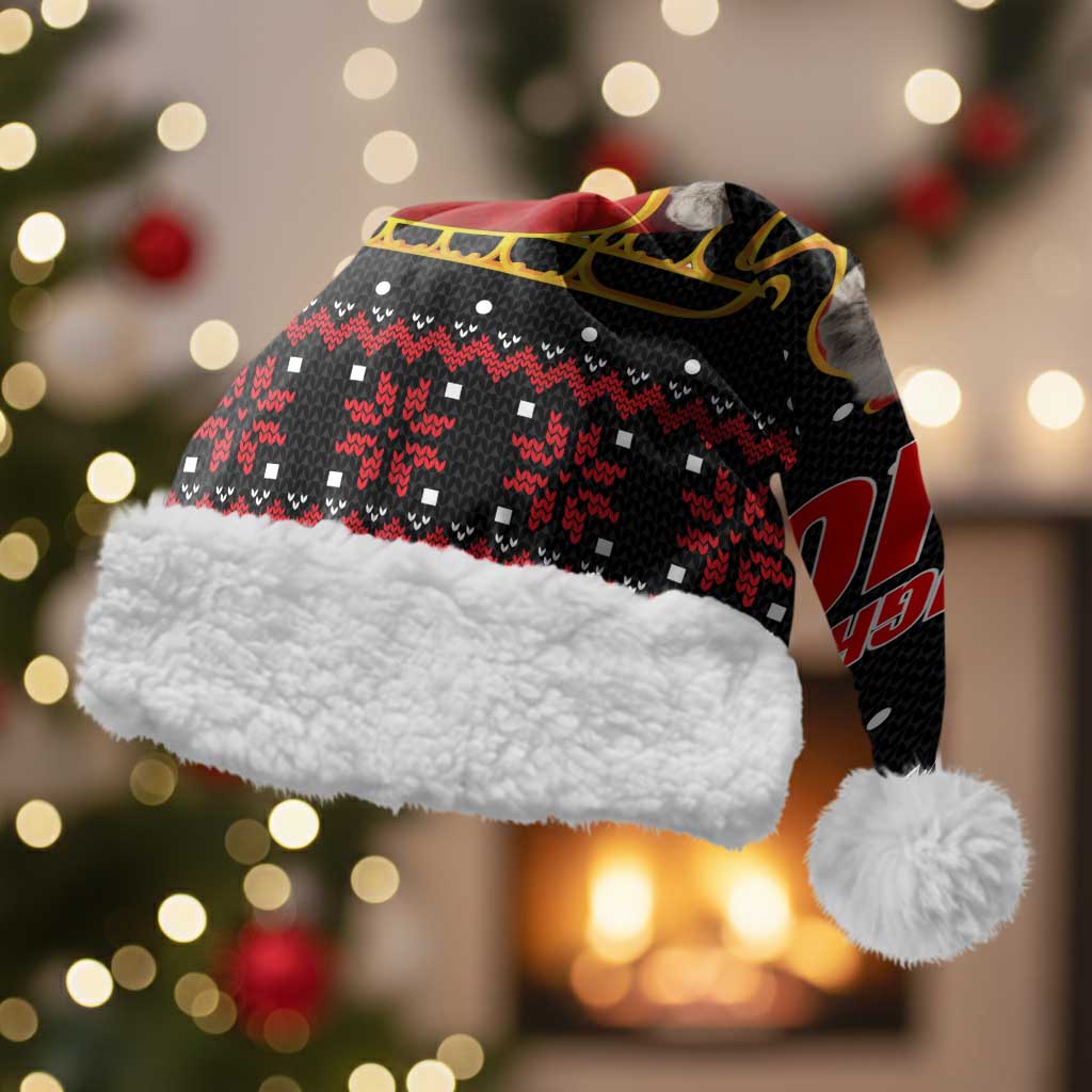 Cat Dashing Through The No Christmas Santa Hat Xmas Holiday Patterns - Wonder Print Shop
