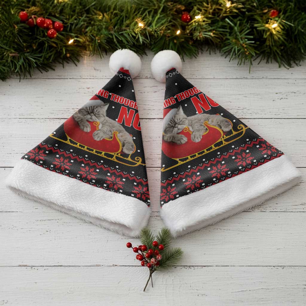 Cat Dashing Through The No Christmas Santa Hat Xmas Holiday Patterns - Wonder Print Shop