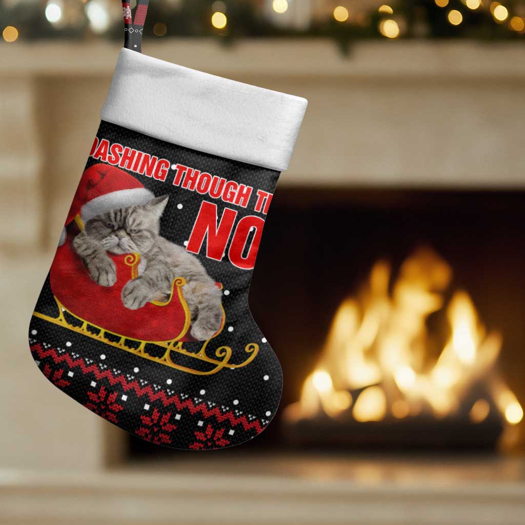 Cat Dashing Through The No Christmas Stocking Xmas Holiday Patterns - Wonder Print Shop