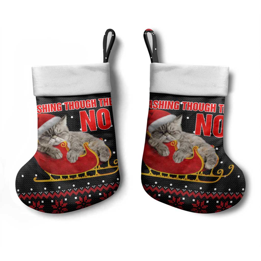 Cat Dashing Through The No Christmas Stocking Xmas Holiday Patterns - Wonder Print Shop