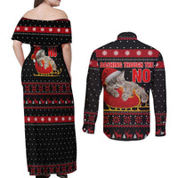 Cat Dashing Through The No Christmas Couples Matching Off Shoulder Maxi Dress and Long Sleeve Button Shirt Xmas Holiday Patterns - Wonder Print Shop