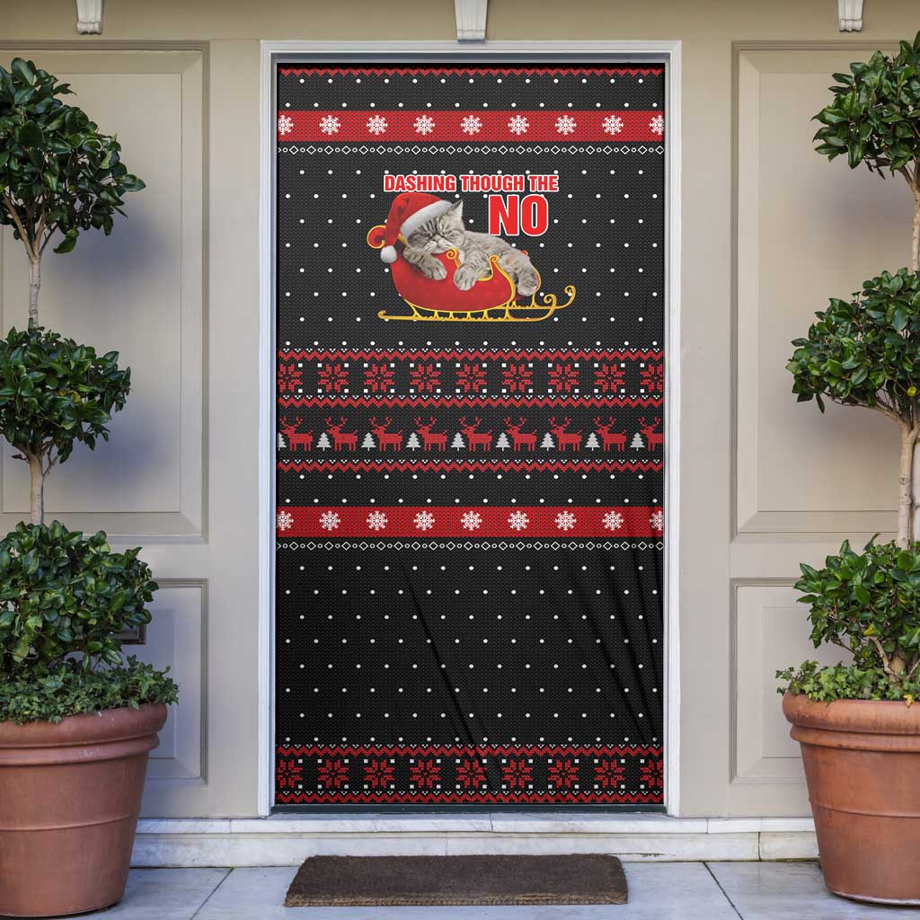 Cat Dashing Through The No Christmas Door Cover Xmas Holiday Patterns - Wonder Print Shop
