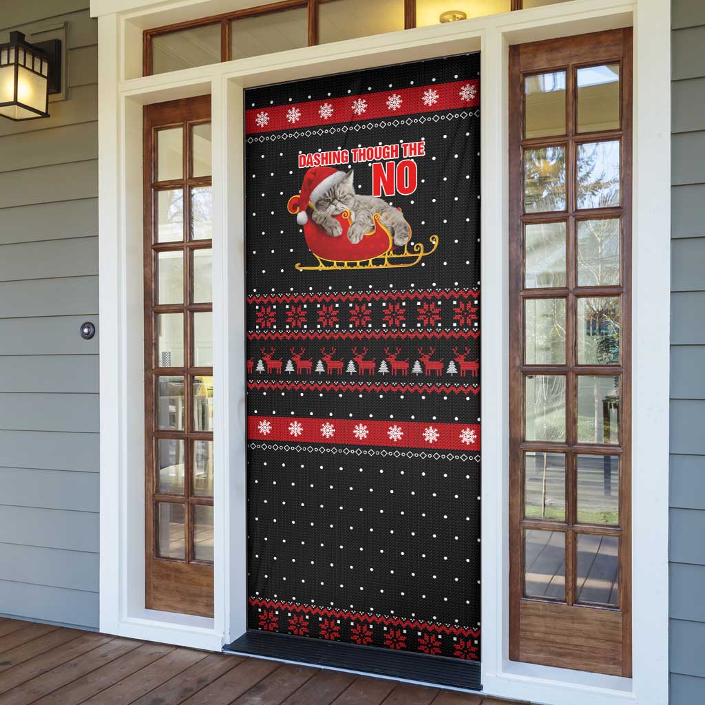 Cat Dashing Through The No Christmas Door Cover Xmas Holiday Patterns - Wonder Print Shop