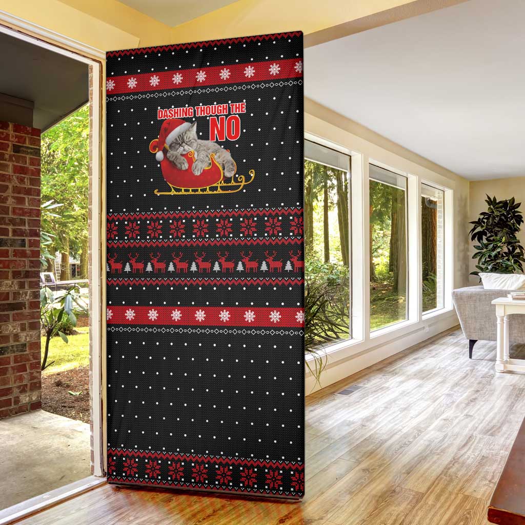 Cat Dashing Through The No Christmas Door Cover Xmas Holiday Patterns - Wonder Print Shop