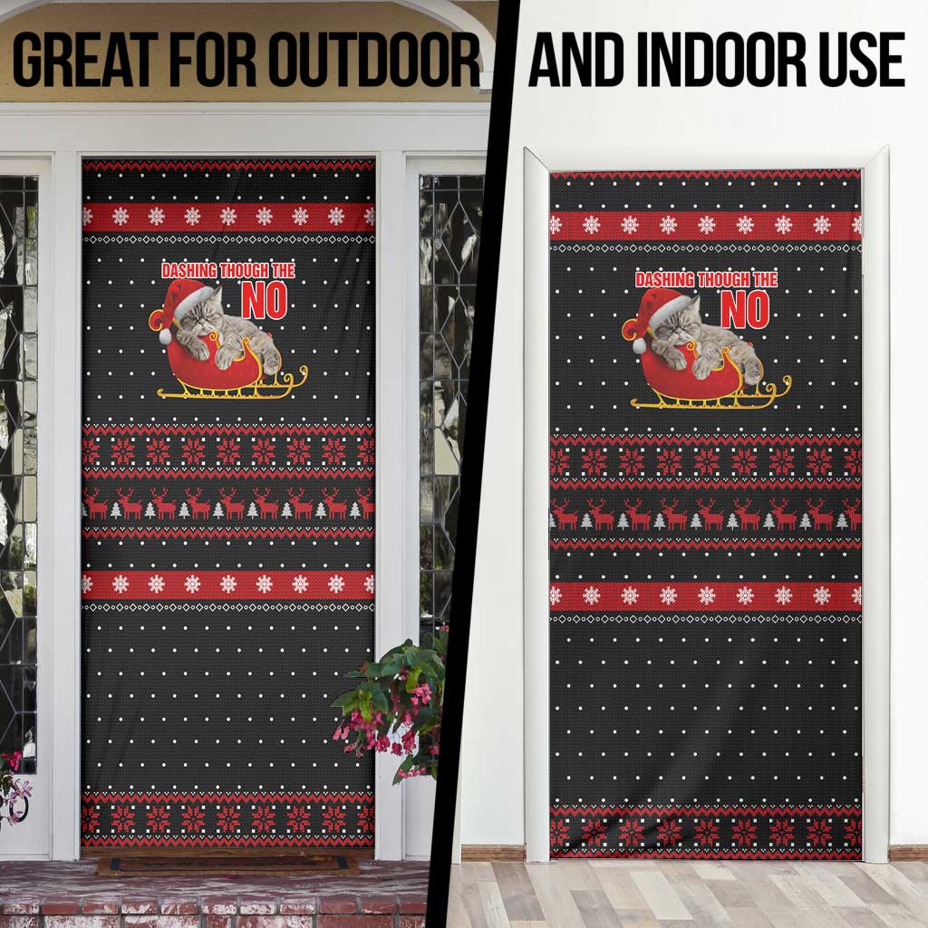 Cat Dashing Through The No Christmas Door Cover Xmas Holiday Patterns - Wonder Print Shop