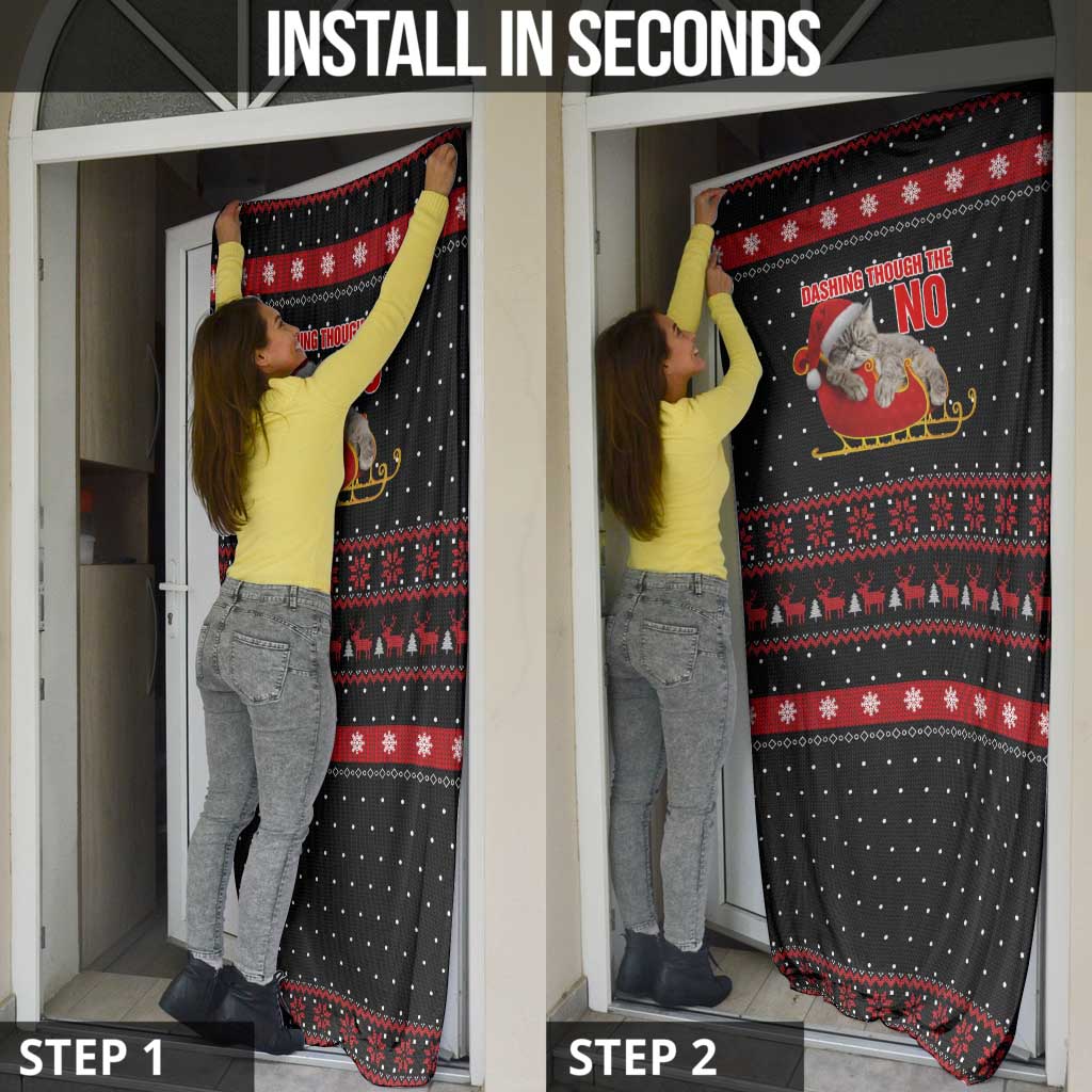 Cat Dashing Through The No Christmas Door Cover Xmas Holiday Patterns - Wonder Print Shop