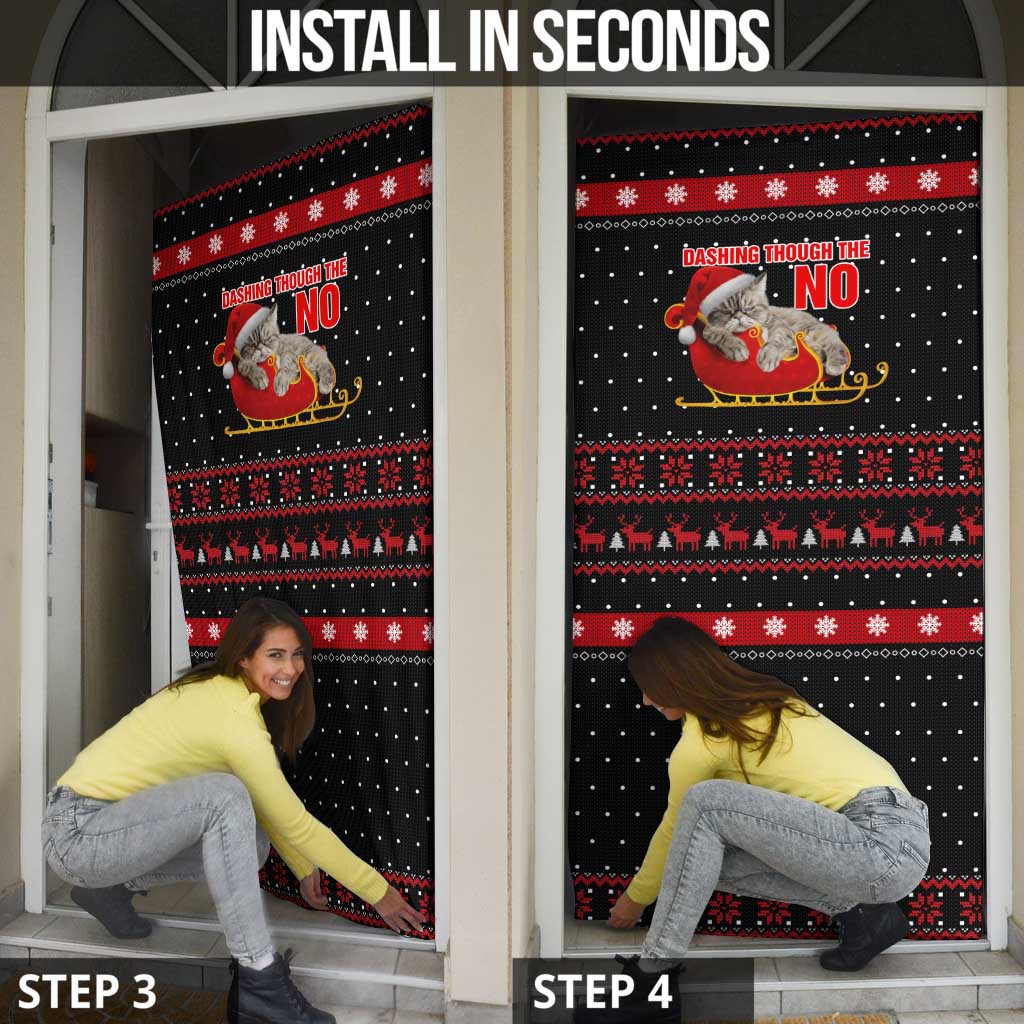 Cat Dashing Through The No Christmas Door Cover Xmas Holiday Patterns - Wonder Print Shop