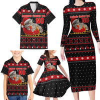 Cat Dashing Through The No Christmas Family Matching Long Sleeve Bodycon Dress and Hawaiian Shirt Xmas Holiday Patterns - Wonder Print Shop