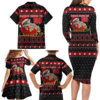 Cat Dashing Through The No Christmas Family Matching Long Sleeve Bodycon Dress and Hawaiian Shirt Xmas Holiday Patterns - Wonder Print Shop