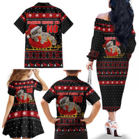 Cat Dashing Through The No Christmas Family Matching Off The Shoulder Long Sleeve Dress and Hawaiian Shirt Xmas Holiday Patterns - Wonder Print Shop