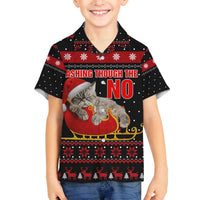 Cat Dashing Through The No Christmas Family Matching Off The Shoulder Long Sleeve Dress and Hawaiian Shirt Xmas Holiday Patterns - Wonder Print Shop