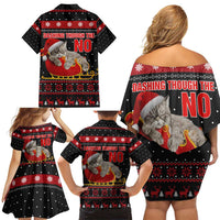 Cat Dashing Through The No Christmas Family Matching Off Shoulder Short Dress and Hawaiian Shirt Xmas Holiday Patterns - Wonder Print Shop