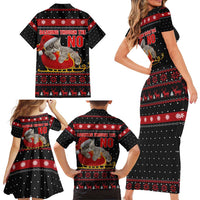 Cat Dashing Through The No Christmas Family Matching Short Sleeve Bodycon Dress and Hawaiian Shirt Xmas Holiday Patterns - Wonder Print Shop