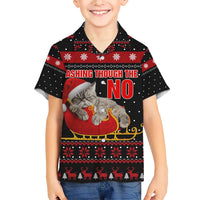 Cat Dashing Through The No Christmas Family Matching Short Sleeve Bodycon Dress and Hawaiian Shirt Xmas Holiday Patterns - Wonder Print Shop