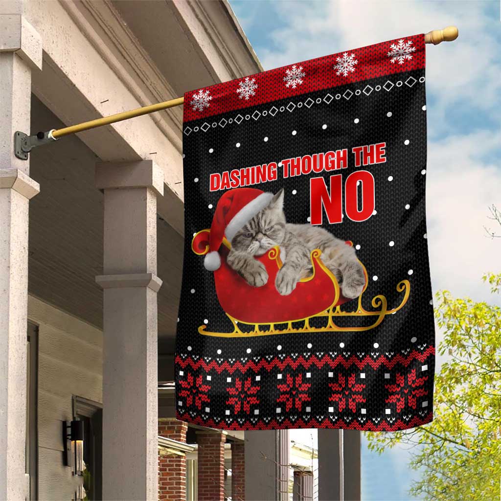 Cat Dashing Through The No Christmas Garden Flag Xmas Holiday Patterns - Wonder Print Shop