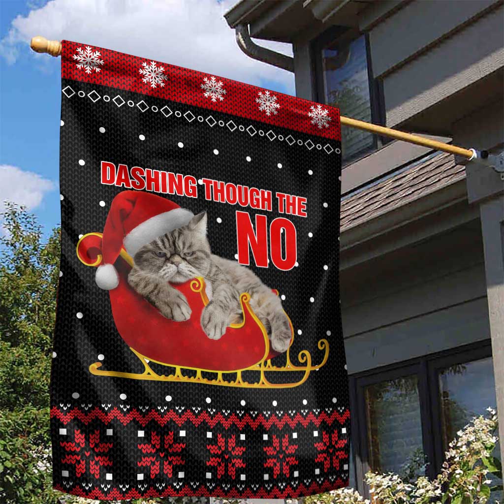 Cat Dashing Through The No Christmas Garden Flag Xmas Holiday Patterns - Wonder Print Shop