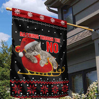 Cat Dashing Through The No Christmas Garden Flag Xmas Holiday Patterns - Wonder Print Shop